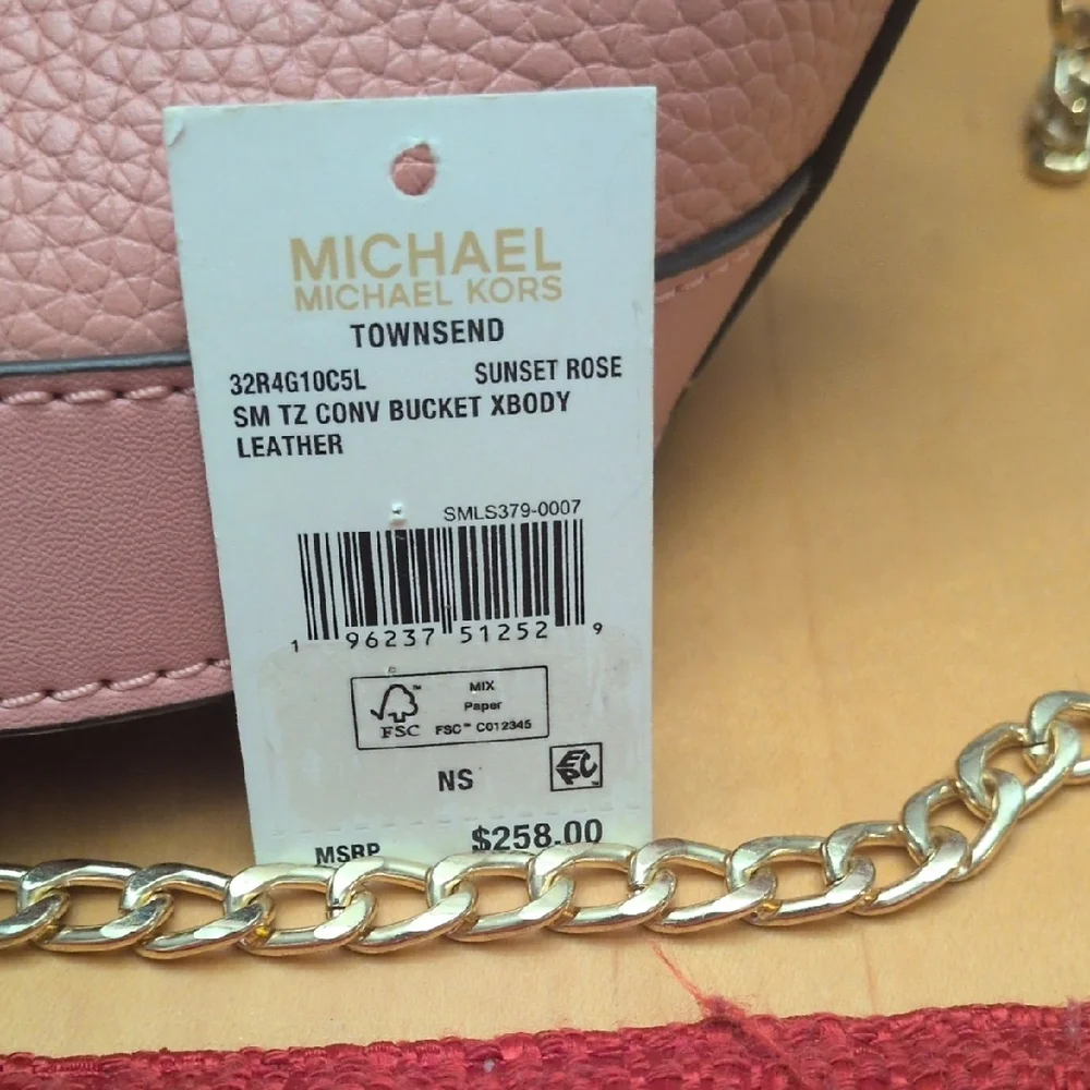 Michael Kors Townsend Blush Convertible Bucket/ Crossbody Bag with Gold Accents